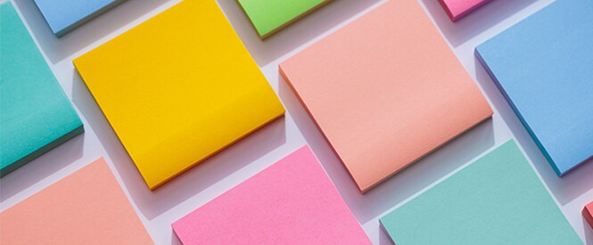 A colourful assortment of Post-it® Notes

