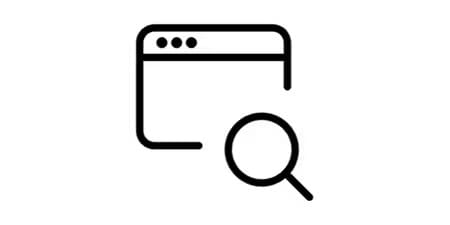 Icon showing a magnifying glass to represent search
