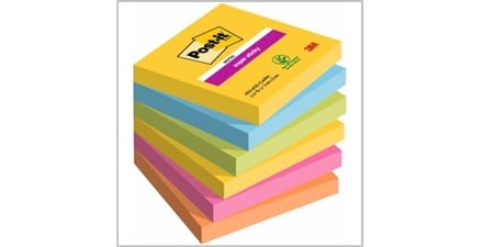 Image of multi-coloured Post-it® Notes stacked up
